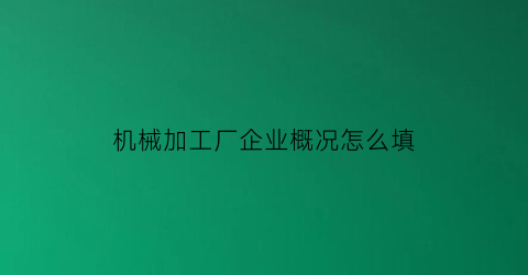 机械加工厂企业概况怎么填(机械加工厂企业简介)