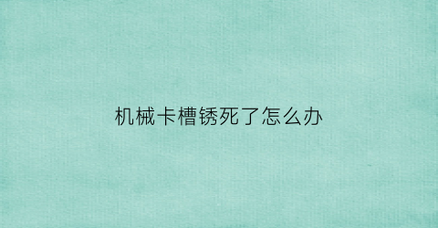 “机械卡槽锈死了怎么办(卡槽维修视频)