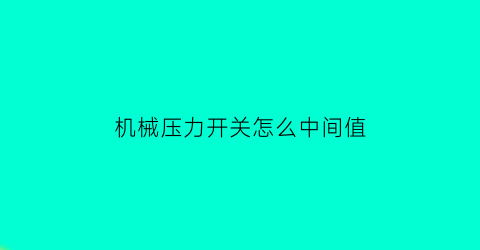 “机械压力开关怎么中间值(机械压力开关说明书)