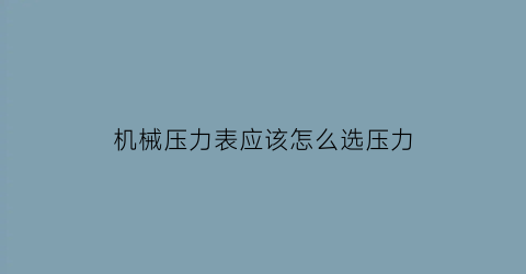 “机械压力表应该怎么选压力(机械压力表怎么看法)