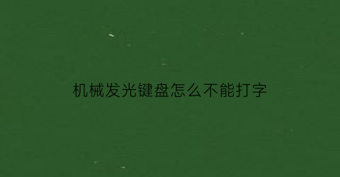 机械发光键盘怎么不能打字