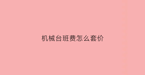 “机械台班费怎么套价(机械台班费用表)