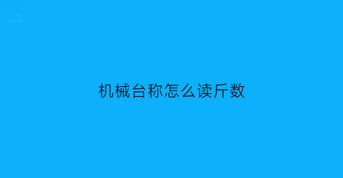 机械台称怎么读斤数(机械台称如何称重)