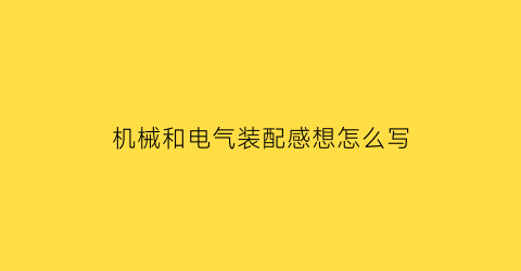 机械和电气装配感想怎么写