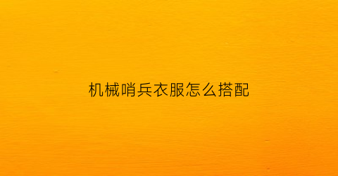 “机械哨兵衣服怎么搭配(机械哨兵衣服怎么搭配好看)