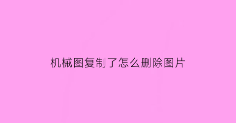 “机械图复制了怎么删除图片(机械图复制了怎么删除图片呢)