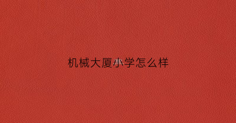 机械大厦小学怎么样