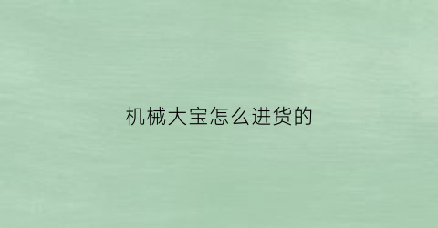 “机械大宝怎么进货的(沈阳飞机场什么名字)