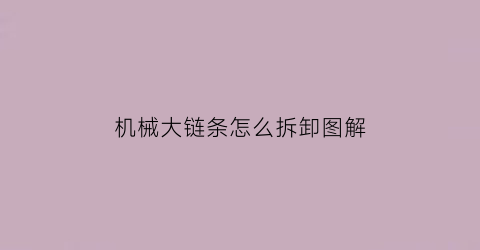 “机械大链条怎么拆卸图解(机械链条松紧度怎么样最好)