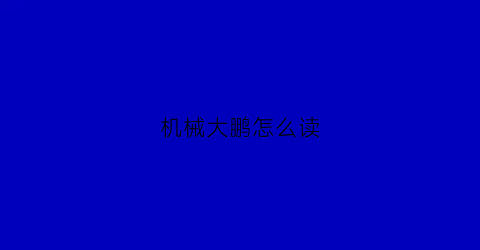 机械大鹏怎么读