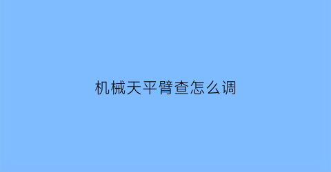 “机械天平臂查怎么调(机械天平操作规程)