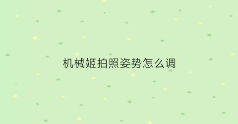 “机械姬拍照姿势怎么调(机械姬拍照姿势怎么调整)