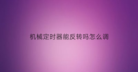 “机械定时器能反转吗怎么调(机械定时器不回转)