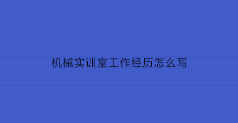 机械实训室工作经历怎么写