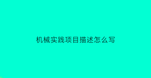 机械实践项目描述怎么写