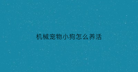 “机械宠物小狗怎么养活(机械狗可以做什么)