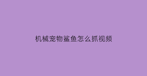 机械宠物鲨鱼怎么抓视频(机械鲨怎么获得)