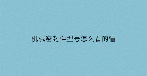 “机械密封件型号怎么看的懂(机械密封规格型号表)