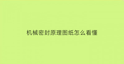 机械密封原理图纸怎么看懂(机械密封结构图例及应用pdf)