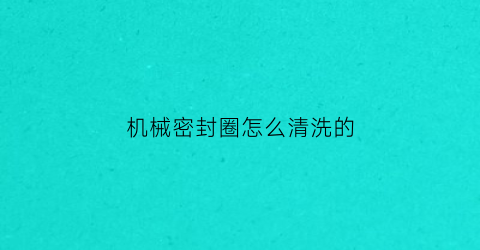 “机械密封圈怎么清洗的(机械式密封圈)