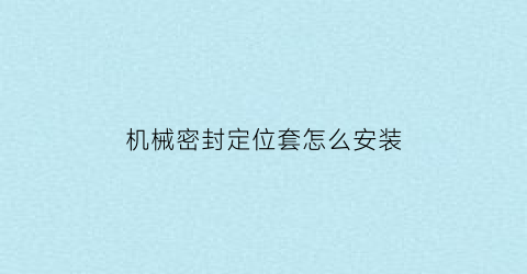 “机械密封定位套怎么安装(密封件定位套课程设计)