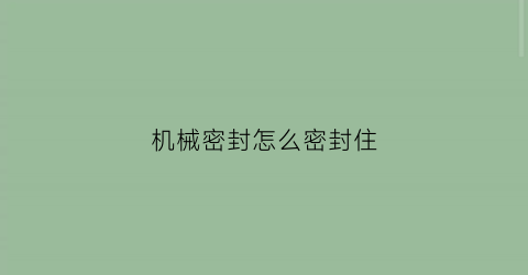 机械密封怎么密封住