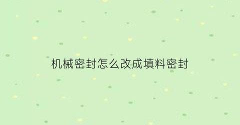 “机械密封怎么改成填料密封(机械密封的调整)