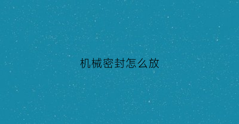 “机械密封怎么放(机械密封使用方法)