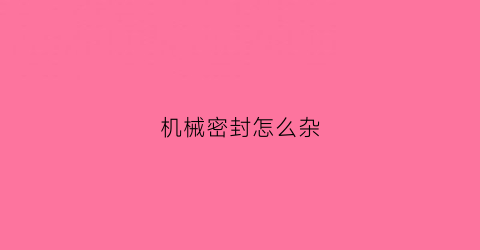 机械密封怎么杂