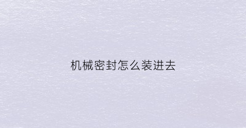 “机械密封怎么装进去(机械密封怎么拆)