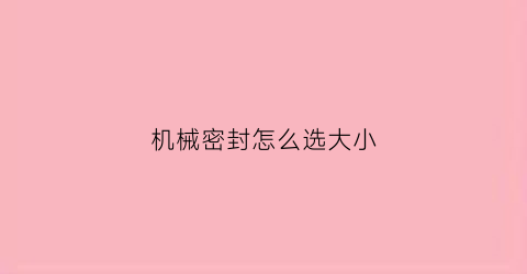 机械密封怎么选大小(机械密封如何选型)