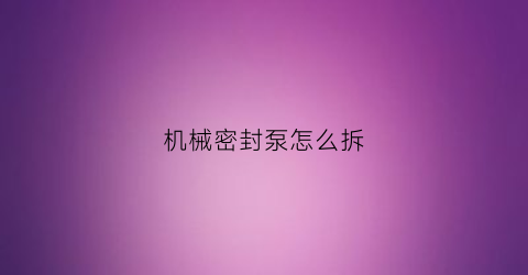 “机械密封泵怎么拆(机械密封泵怎么拆出来)