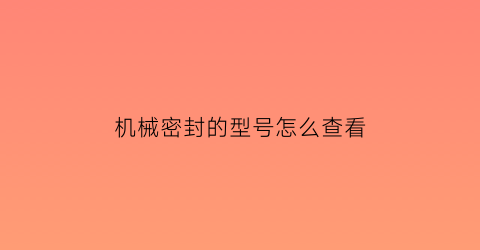 “机械密封的型号怎么查看(机械密封参数)