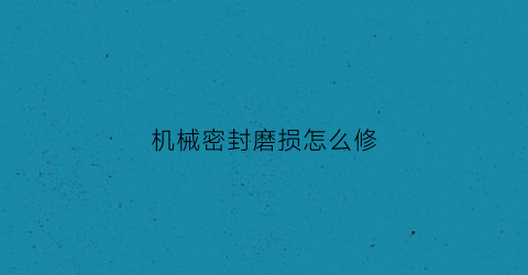 机械密封磨损怎么修