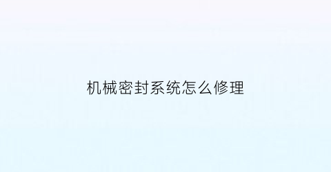 机械密封系统怎么修理