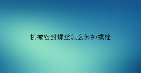 “机械密封螺丝怎么卸掉螺栓(机械密封安装方式)