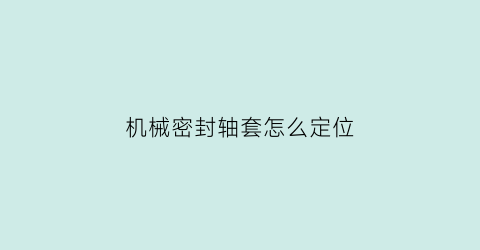 “机械密封轴套怎么定位(机械密封轴套和轴固定)