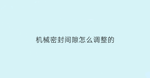 机械密封间隙怎么调整的(机械密封高手)