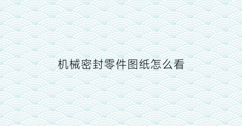 机械密封零件图纸怎么看