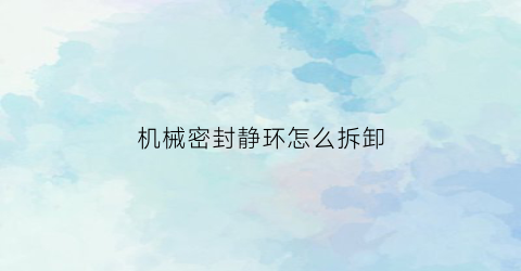 “机械密封静环怎么拆卸(机械密封动环与静环怎么安装)