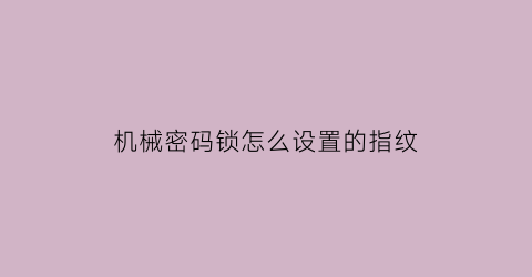 机械密码锁怎么设置的指纹(机械密码锁安装视频)