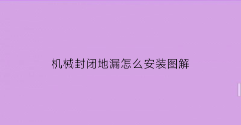 机械封闭地漏怎么安装图解(信访工作存在的困难)