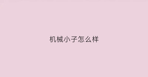 机械小子怎么样(机械小皇子)