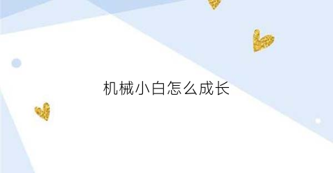 “机械小白怎么成长(机械怎么玩)