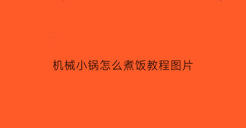 “机械小锅怎么煮饭教程图片(机械式电煮锅)