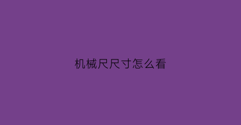 机械尺尺寸怎么看(机械尺子)