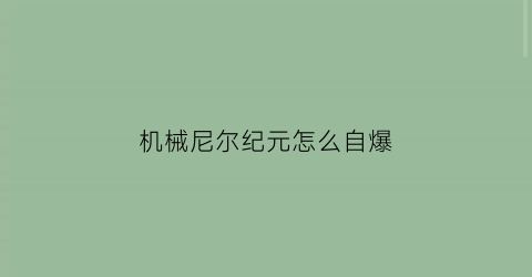 机械尼尔纪元怎么自爆