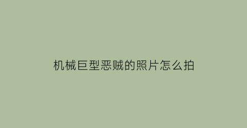 “机械巨型恶贼的照片怎么拍(机械巨型恶贼的照片怎么拍出来的)