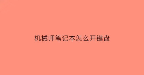 机械师笔记本怎么开键盘