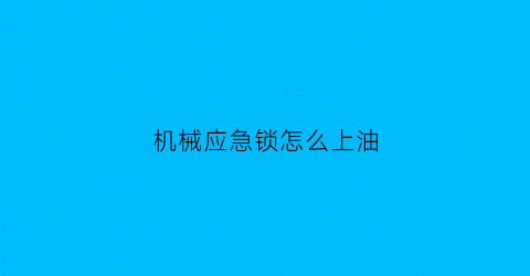 “机械应急锁怎么上油(应急开锁旋钮)